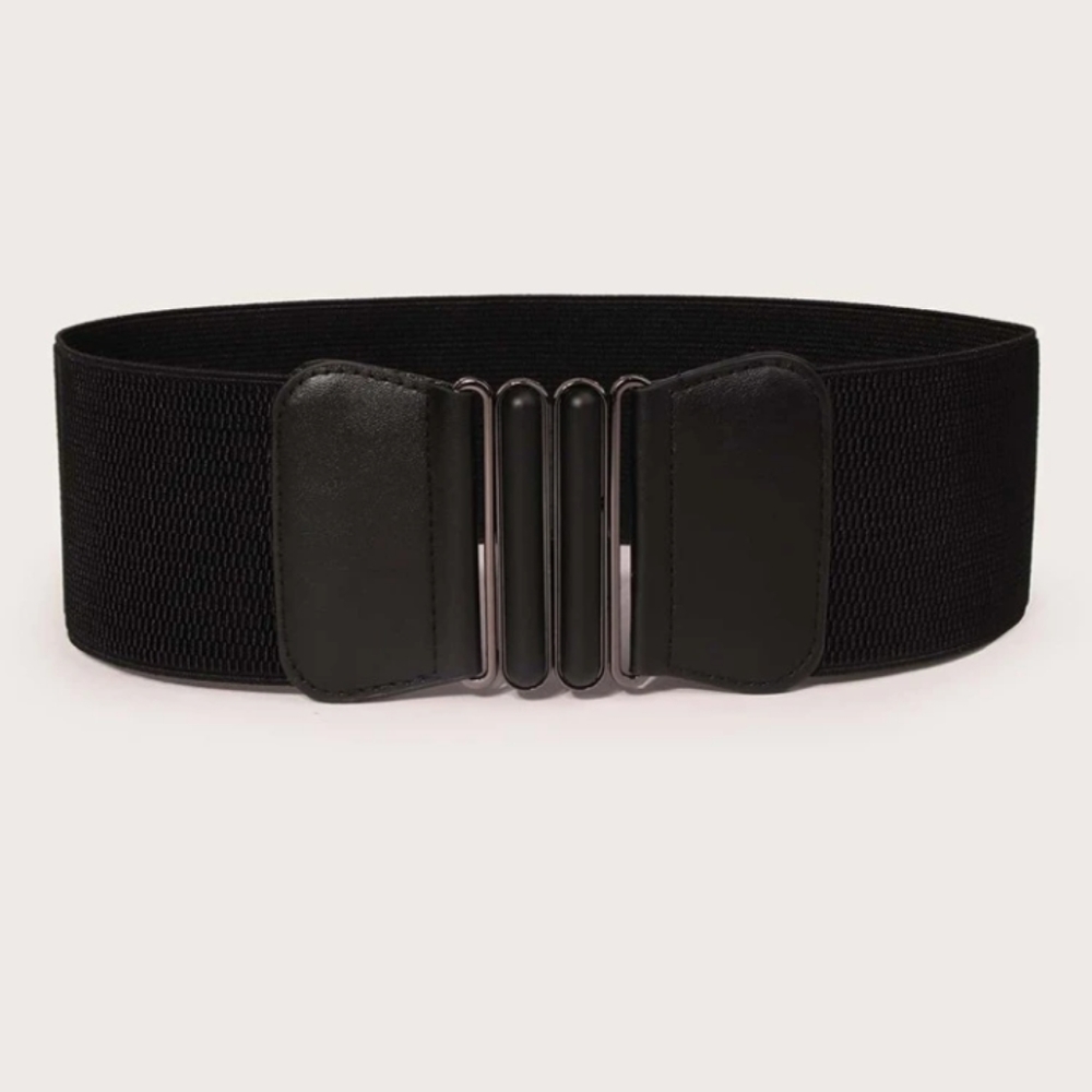 NWOT minimalist wide elastic black belt with buckle.